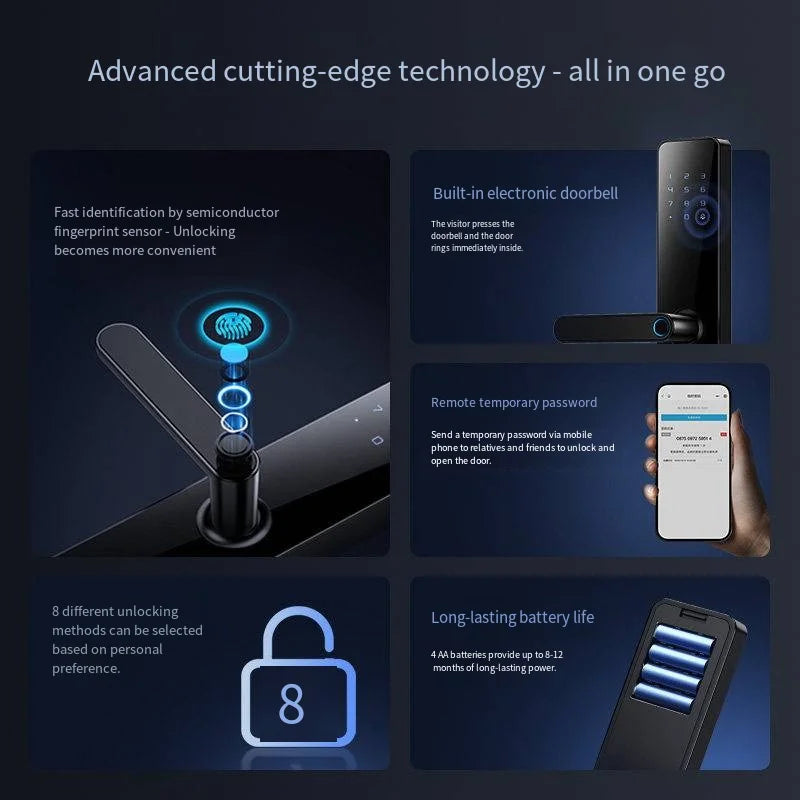Mihome  Fingerprint WiFi Smart Lock Aluminum Alloy Wood Door for Apartments Hotels and Homes