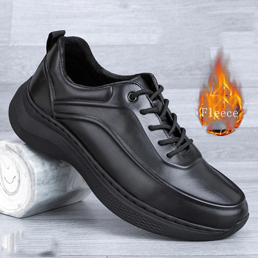 Y 37-45 New Men's First-Layer Cowhide Breathable Thick-Soled Soft Casual Fashion Sneakers