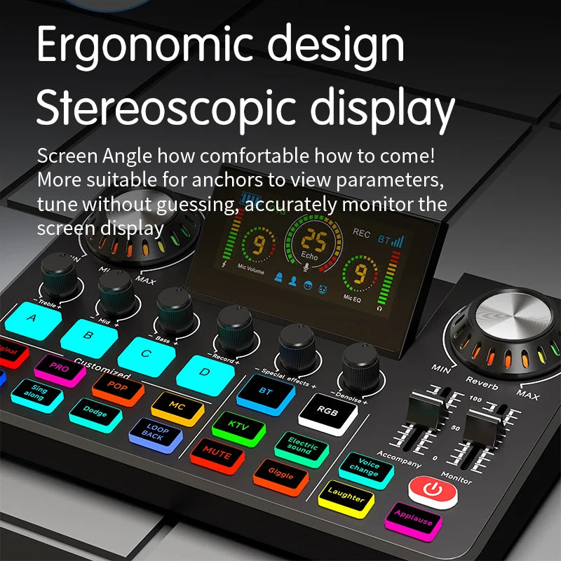 Professional Audio Sound Card Mixer and Microphone Set Live Streaming Kit Studio Audio Interface Broadcasting