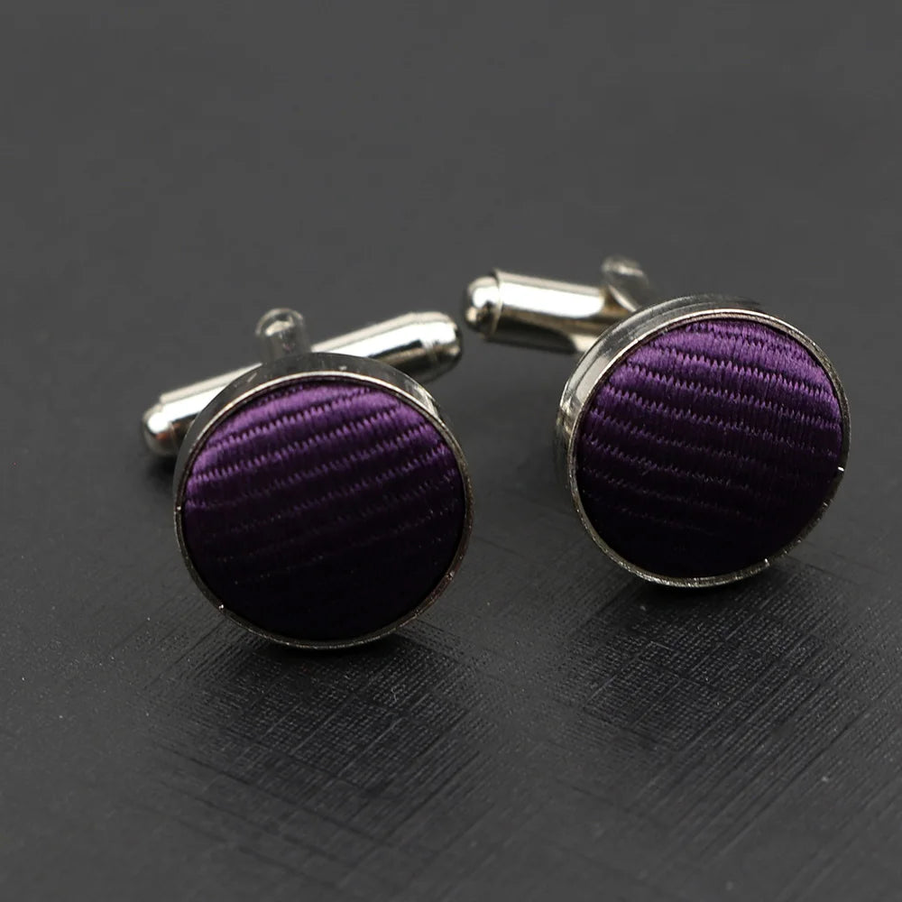 Classic Fashion Striped Polyester Check Design Cufflink For Mens Brand Cuff Buttons Cuff Links High Quality Jewelry Accessory