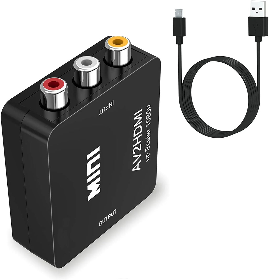 Mini RCA Composite CVBS AV for HDMI Video Audio Converter Adapter PAL/NTSC USB Charge Cable for PC Xbox PS4 TV Vh - Free Items Weekend