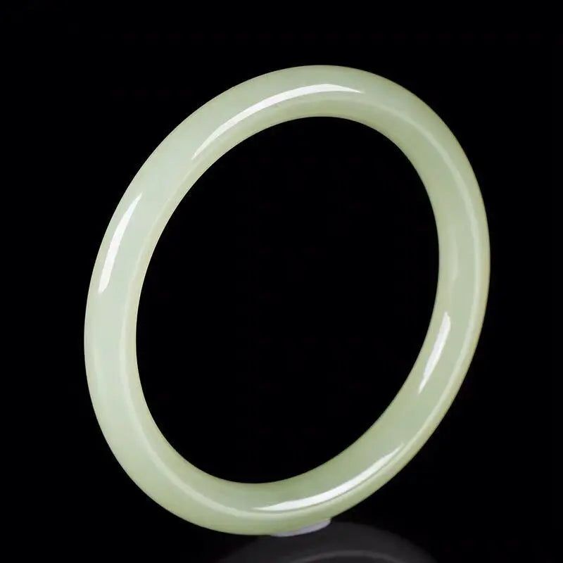 Wholesale Jewelry Natural Stone Light Green Afghan Real Jade Bangles Bracelet Transparent White Valentine's Day Gift Bangles