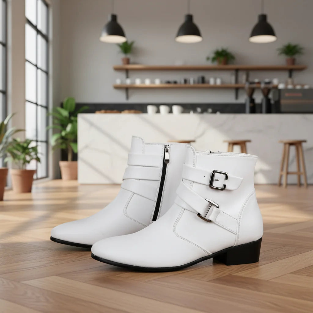 Trendy Western Ankle Microfiber Leather Men's Boots ZIP Closure Anti-Slip Summer Autumn Winter Size 39-47 Solid Rubber Outsole