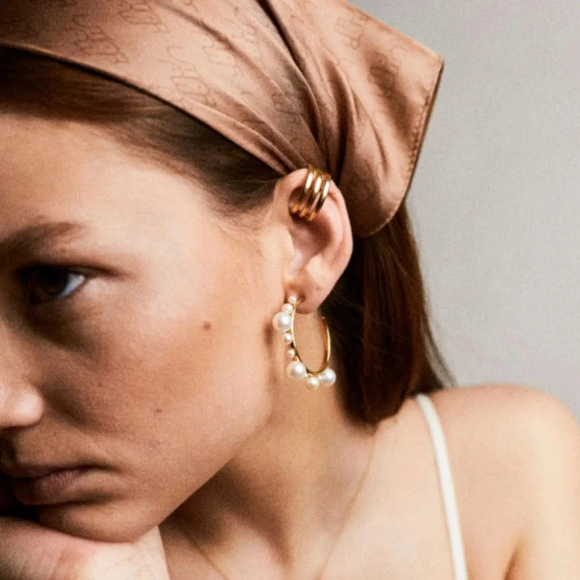 Minimalist CC Shape Waterproof No Piercing  PVD 18k Real Gold Plated Stainless Steel Ear Cuff Clip