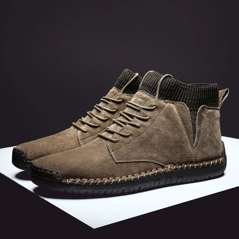 Quality Men Boots New Lace UP Men Shoes Non-slip Wearable Large Size Casual Shoes Plus Retro Trend Fashion Men Boots