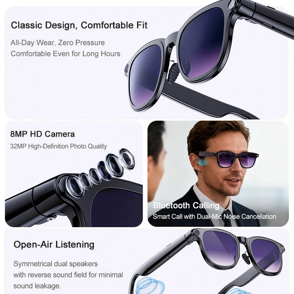 A2 Smart Glasses Multi-function Photo Video Recording Real-time Translation Meeting Minutes All Things Recognition AI