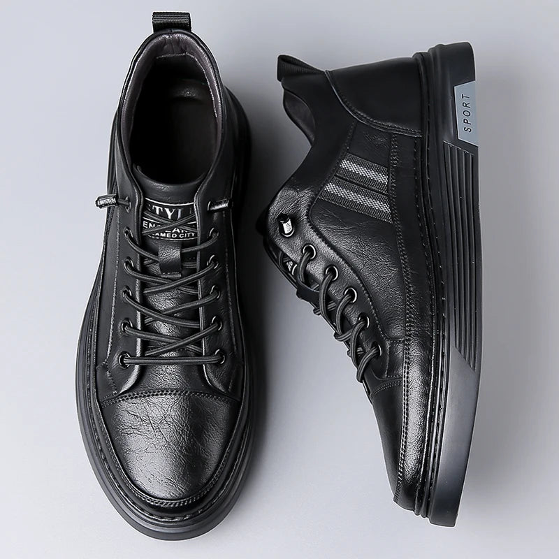Men's Skateboarding Shoes Loafers Sneakers Skate Shoes Lace up Leather Low-top Slip on Thickened Fleece Cotton Padded Warm