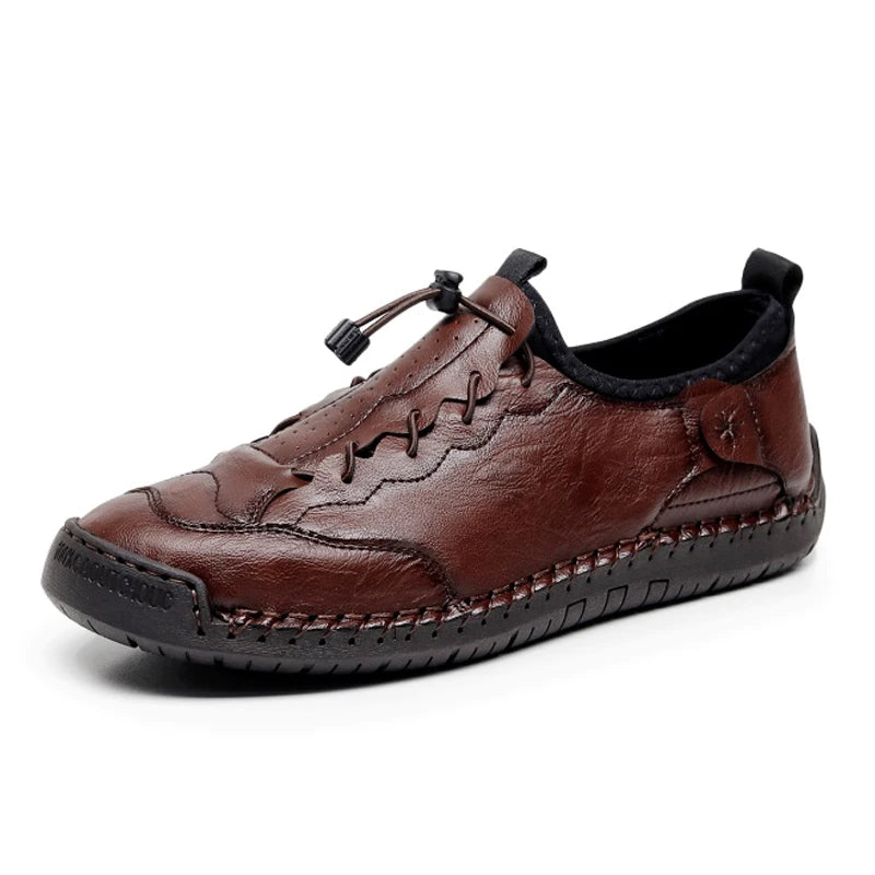 Factory Supply Custom LOGO Service Large Size Hand Made Stitched Casual Men Lace up Walking Driving Shoes