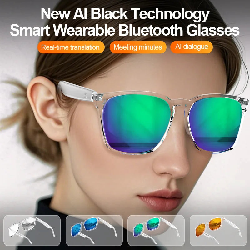 Smart Bluetooth Glasses Anti Blue Light AI Translation Music Call Open Ear Headphones
