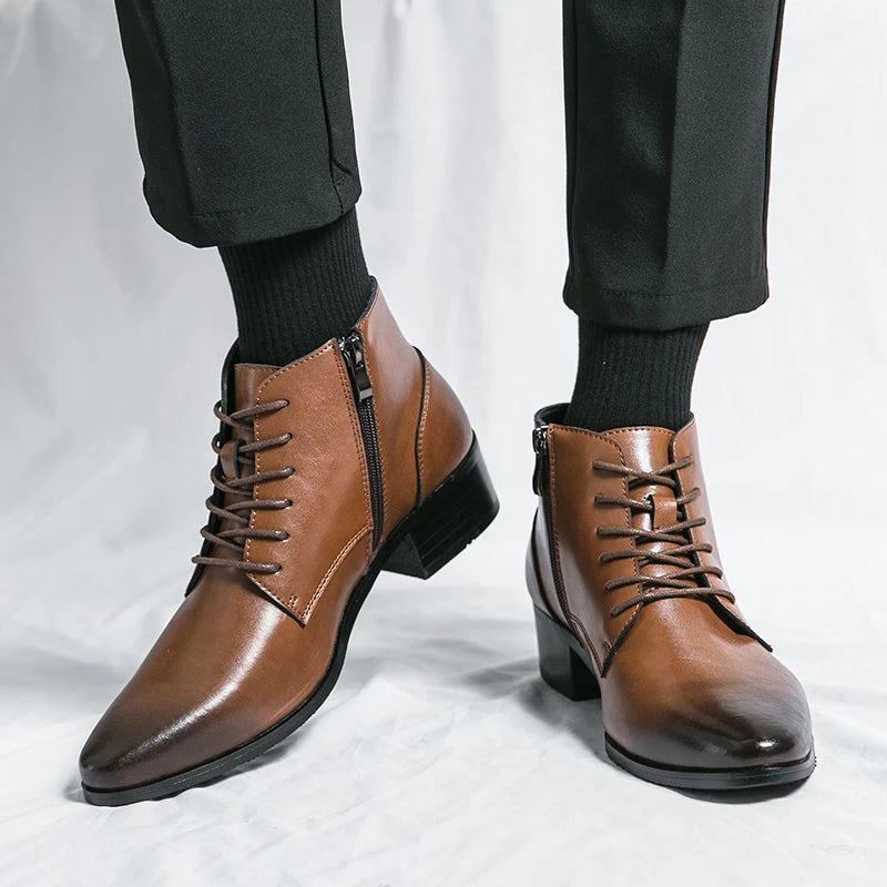 Black Winter Boots for Men Genuine Leather Boots Wholesale Fashion Top Grade Quality Shoes