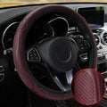38cm Wine Red Car Steering Wheel Cover Soft Leather Breathable Anti-slip Cover Universal Soft Fibe Leather Steering Accessories