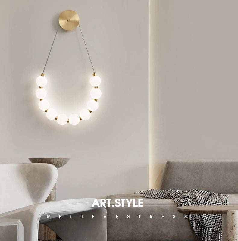 Modern Decorative Acrylic LED Wall Lamp for Indoor Lighting Copper Wireless Minimalist Wall Sconce Light