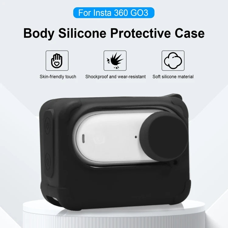 For Insta360 GO 3 PULUZ Camera Charging Case Silicone Case With Lens Cap and Strap Camera Protective Cover