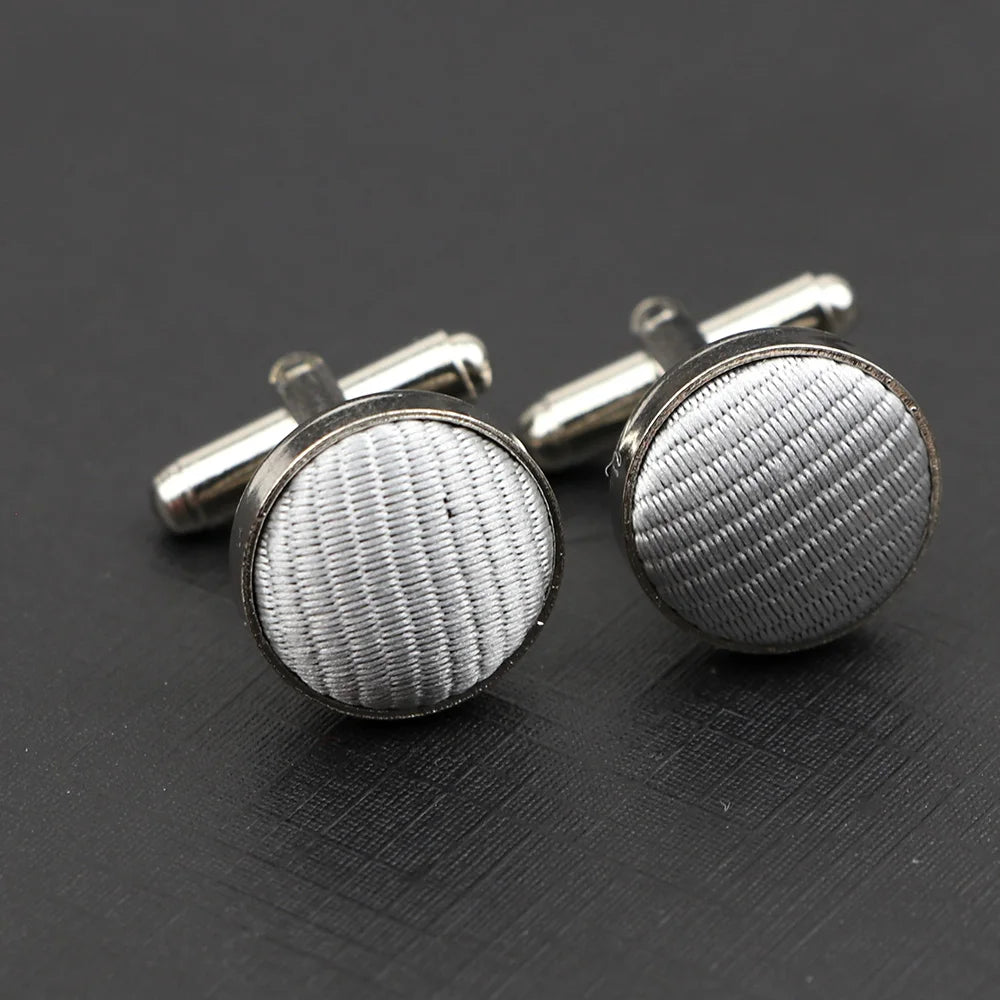 Classic Fashion Striped Polyester Check Design Cufflink For Mens Brand Cuff Buttons Cuff Links High Quality Jewelry Accessory