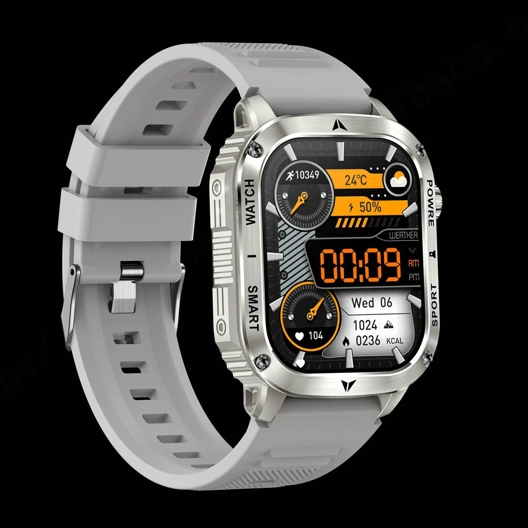 AK80 Smart Watch 2.01inch IPS Big Screen Square BT Call Flashlight Sport Outdoors Health Unisex IP68 Waterproof Dafit Compass