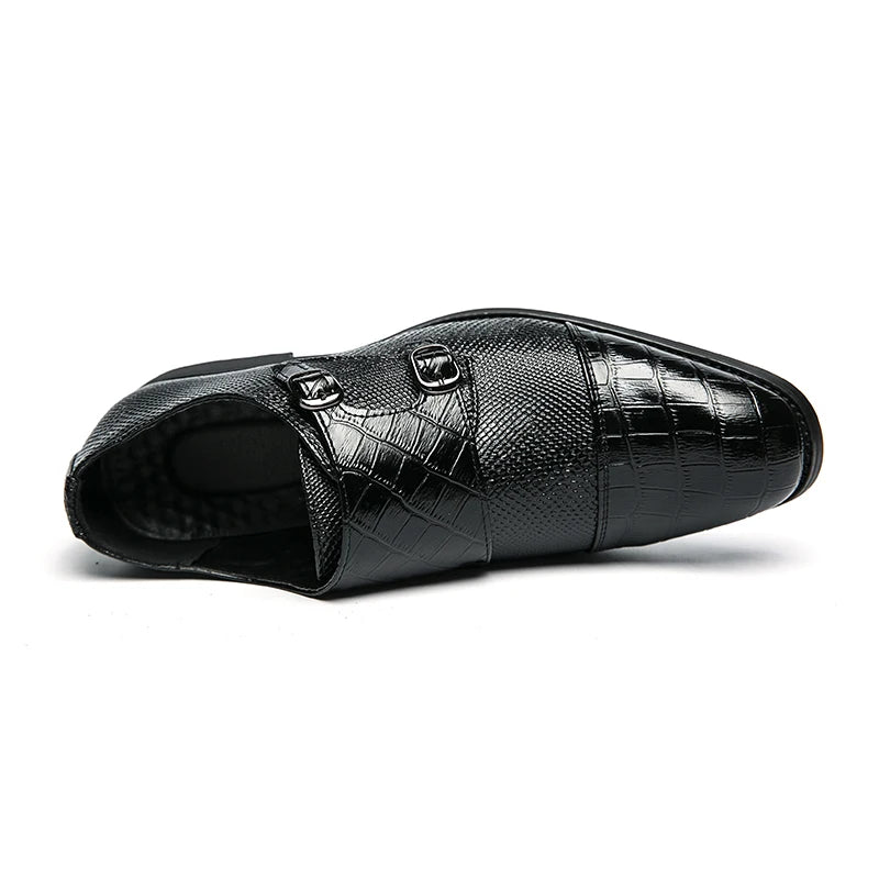 Point Toe Plus Size 14 Fashion Business Formal PU Leather Monk Strap Men Dress Shoes