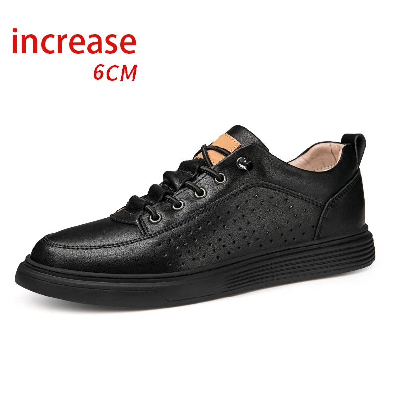 Invisible Height Increase 86CM Men's Sneakers, Leather Toe Cap, Breathable Rubber Outsole, Casual Style