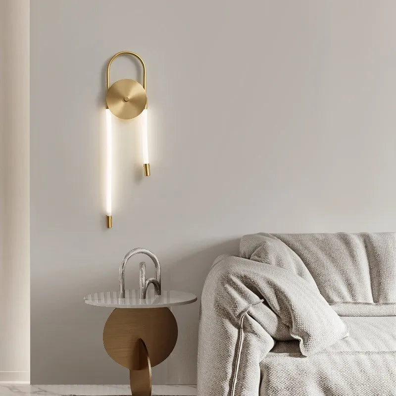 Modern Decorative Acrylic LED Wall Lamp for Indoor Lighting Copper Wireless Minimalist Wall Sconce Light
