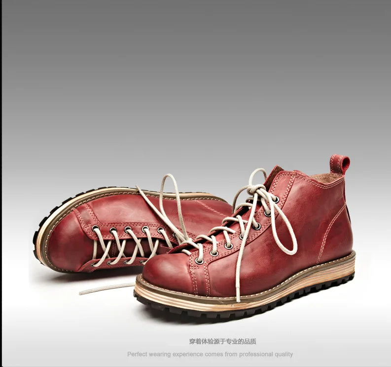 Men's Genuine Leather Work Boots High Top Casual Boots