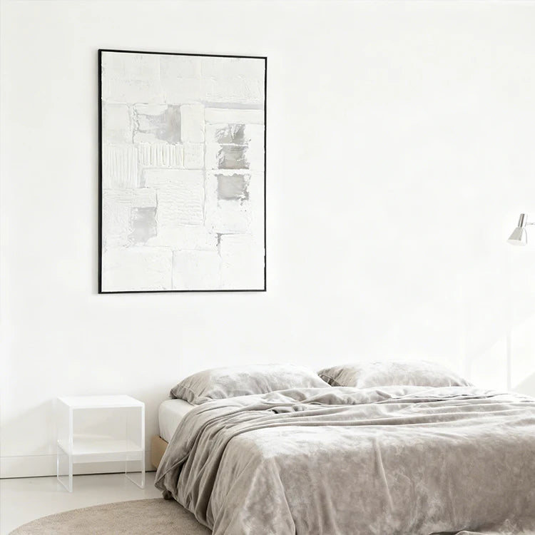 Abstract Minimalist Design Handmade Oil Painting Wall Art White Texture Canvas Art Painting for Home Living Room Decor