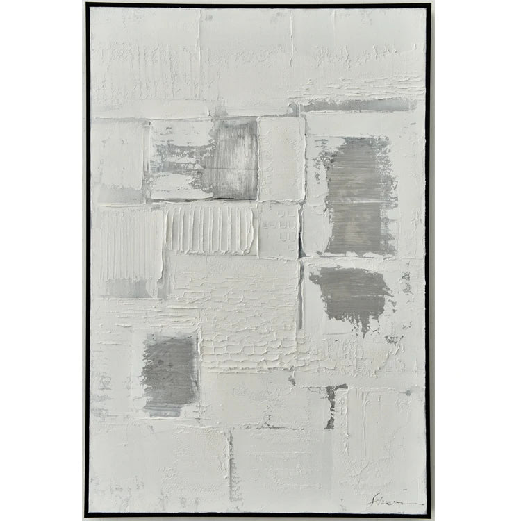 Abstract Minimalist Design Handmade Oil Painting Wall Art White Texture Canvas Art Painting for Home Living Room Decor