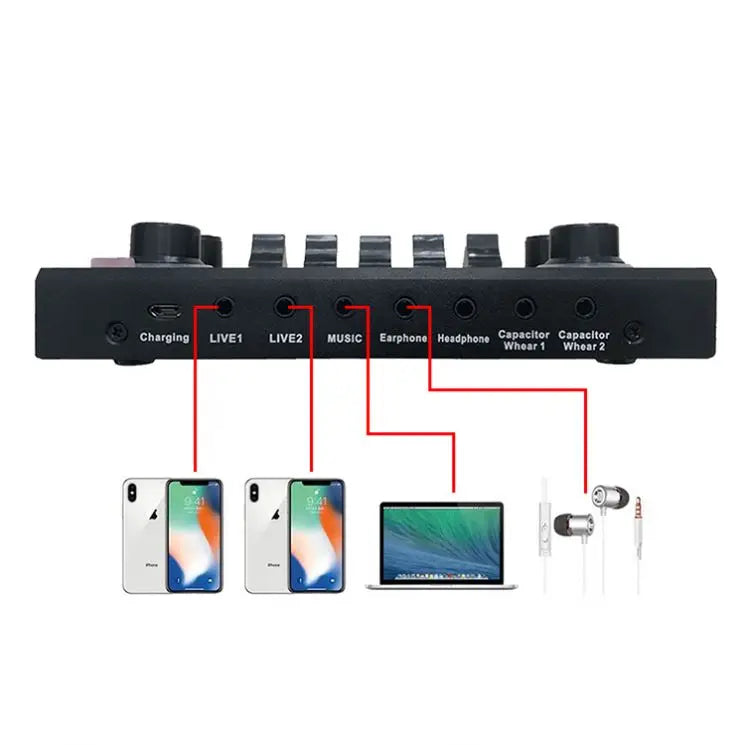 V9 Sound Card Mixer Microphone Arm Stand Kit for Home Studio Broadcast Singing Recording