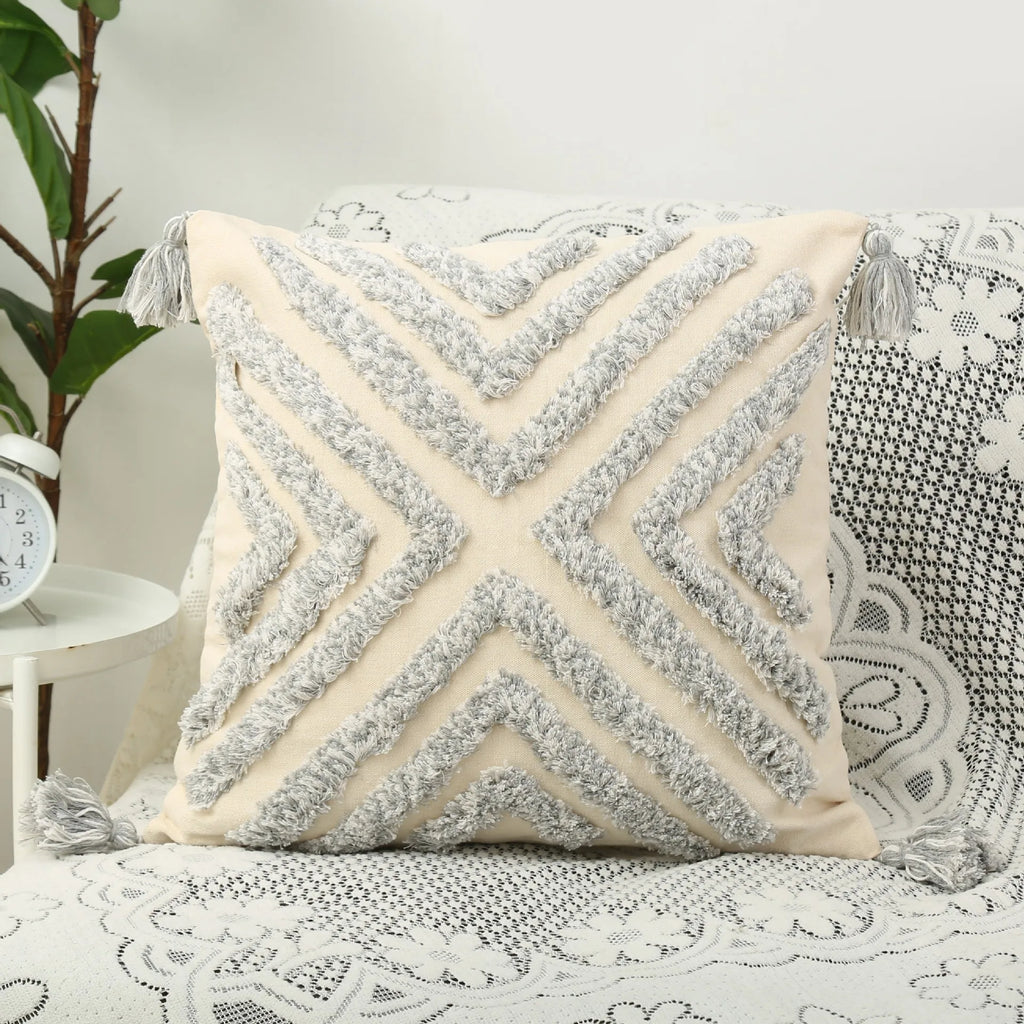 Tufted Floral Embroidery Throw Pillow, Nordic Minimalist Plush Sofa Cushion Covers, Wholesale Living Room & Bedroom Pillowcase