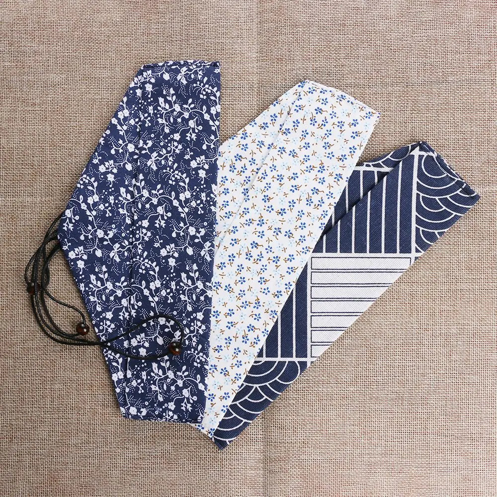 Kitchen Cutlery Set Portable Spoon Fork Chopsticks Natural Cloth Bag Wooden
