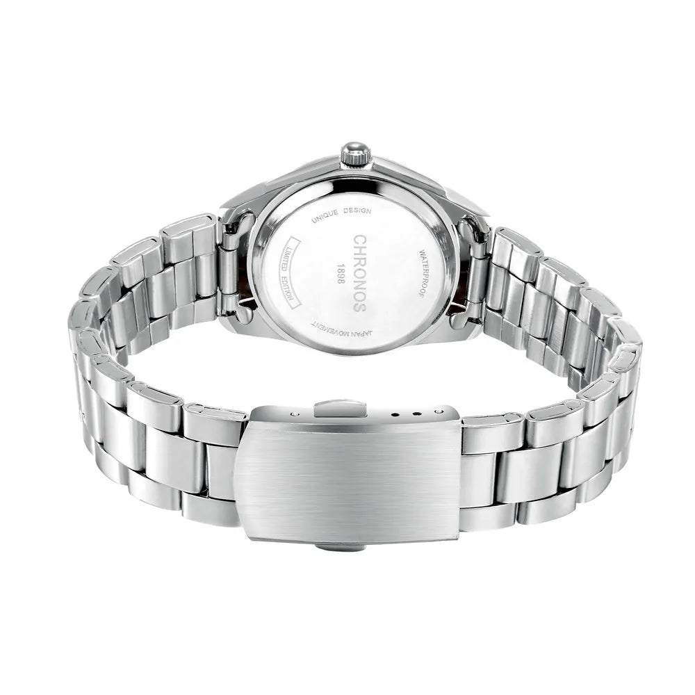 CHRONOS Stainless Steel Fashion Women's Wristwatch Luxury Waterproof Ladies Watch Business Rhinestone Watches For Female Gift