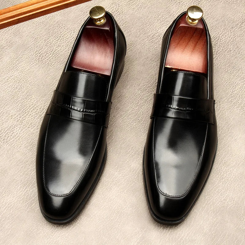 New Fashion Lace Men's Patchwork Shoes Big Size 38-44 Anti-Slip Breathable Lightweight Rubber Outsole Office Career Shoes