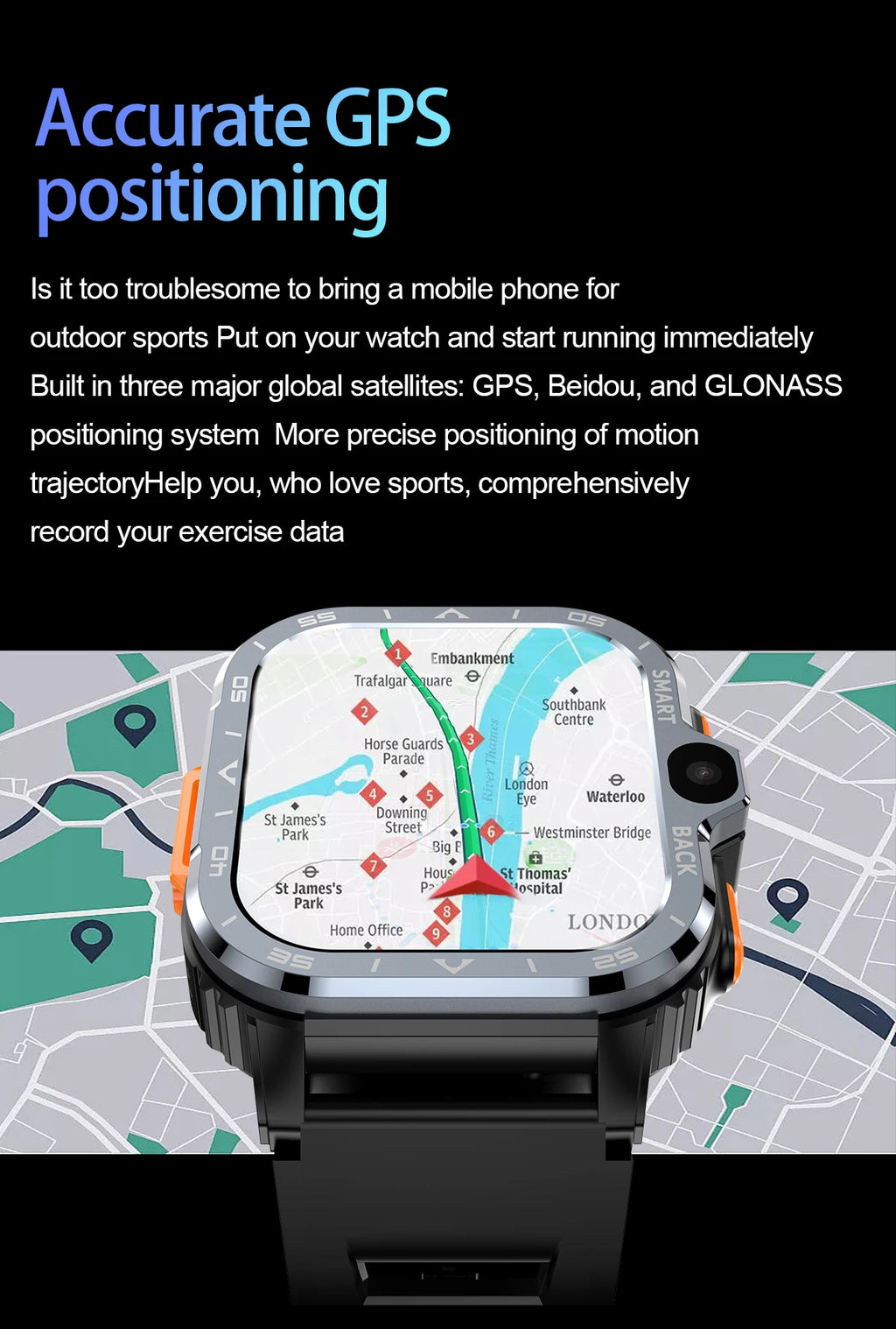 VALDUS Android 4G Sim Card Phone Smartwatch GPS WIFI Dual Mobile Video Camera Fashion PGD Smart Watch RAM 4GB ROM 64GB