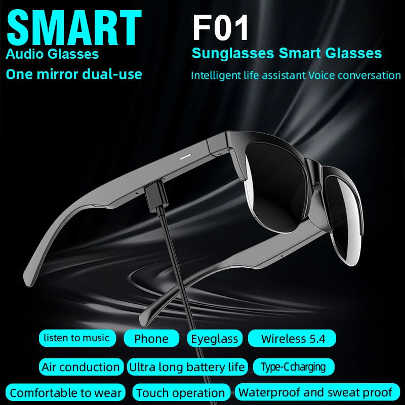 Hot Sale Low Price F01 Smart Wireless Sunglasses Headphones Audio Headsets Music-call Driving Glasses Auriculares Smart Glasses