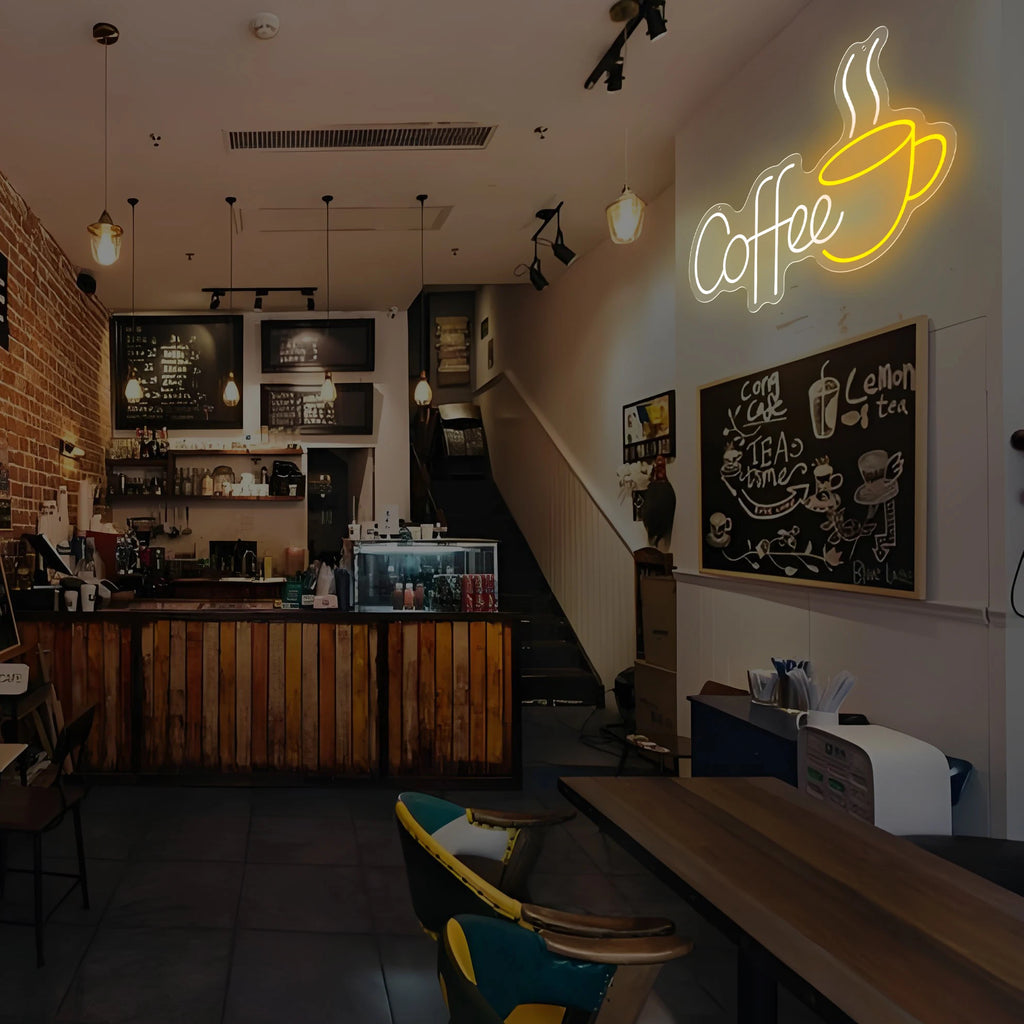 5V USB Powered Coffee Neon Sign Cafe Shop Neon Light Coffee LED Acrylic Board Advertising Neon Sign