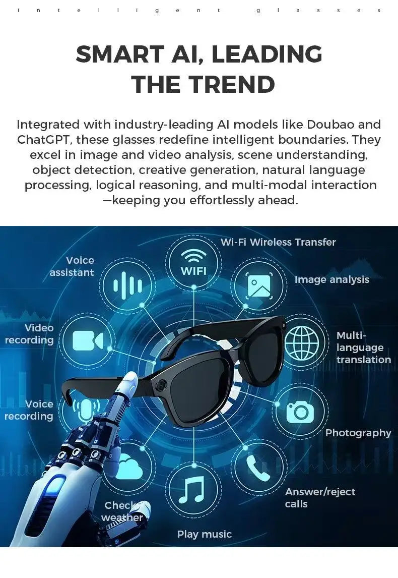 2025 New M01 Smart BT Glasses with 5MP Camera AI Translation Shooting & Photo Taking Capabilities Identifying Objects Goggles