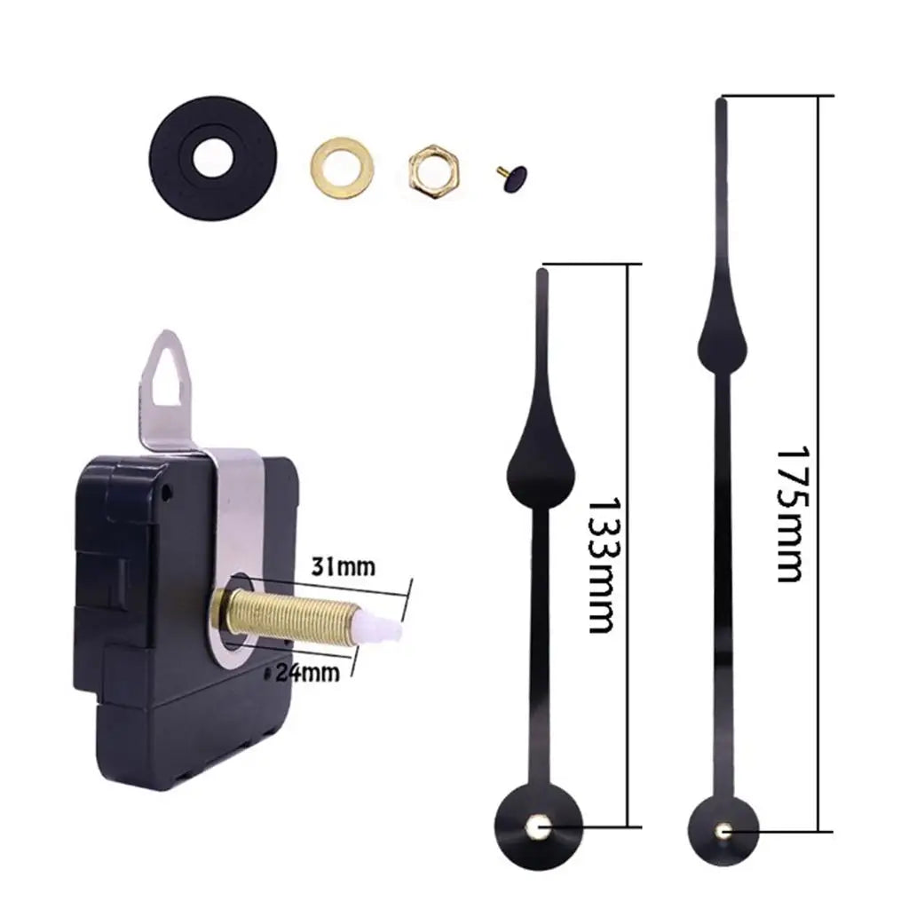 Modern DIY Quartz Clock Mechanism Movement with Long Black Hands 175mm Wall Clock for Parties Battery Powered