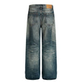 Men's Loose Ripped Jeans - Vintage Distressed Curved Silhouette, Washed Denim, High-End American Streetwear