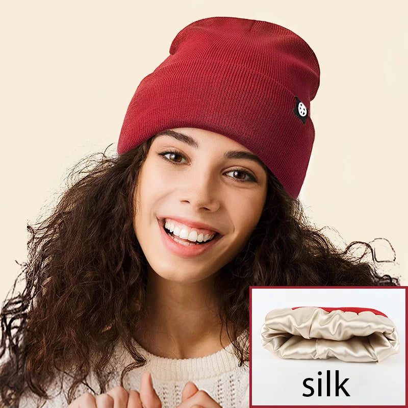YWGH Wholesale High Quality Unisex Silk Lining Thick Hand-Knitted Adjustable Beanie with Custom Logo for Men Business Travel