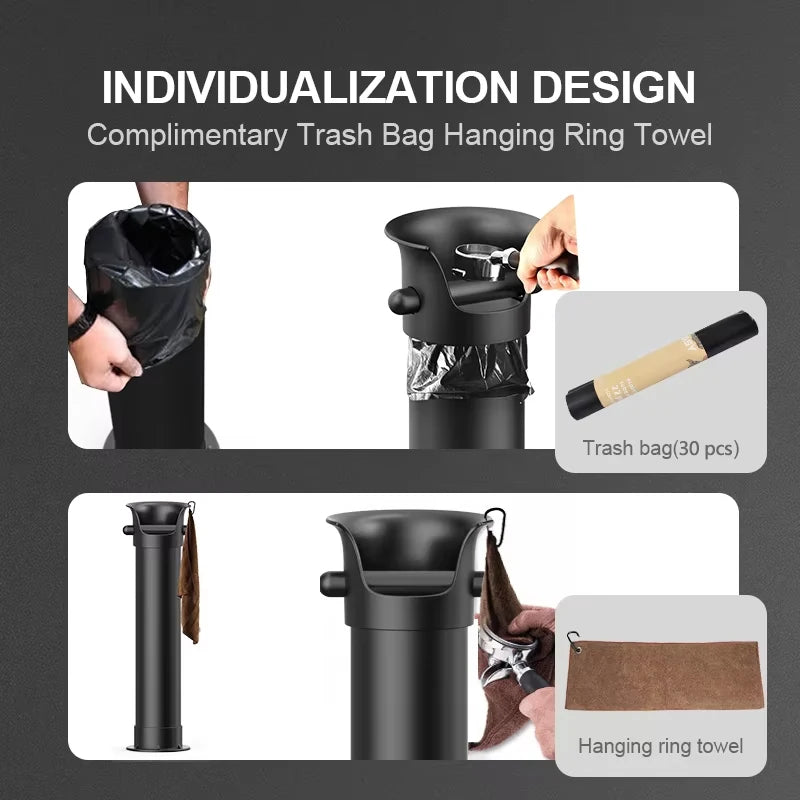 Hot Sale Eco-Friendly Espresso Knock Box Jumbo Size Modern Design Black Plastic Drawer Coffee Grounds Bin for Coffee Shop Use