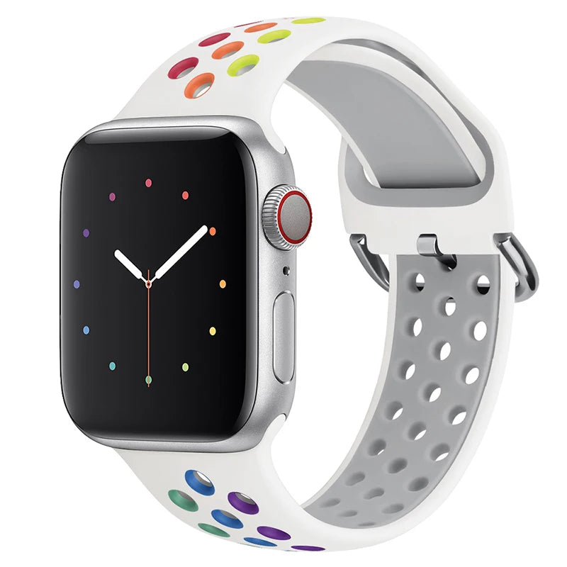 Silicone Breathable Strap For Apple Watch 7 8 41mm 45mm 40 44 38 42mm for nike sport Band iWatch serie SE 6 Ultra 49mm bracelet