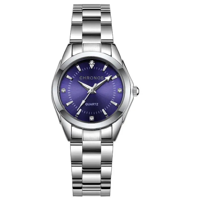 CHRONOS Stainless Steel Fashion Women's Wristwatch Luxury Waterproof Ladies Watch Business Rhinestone Watches For Female Gift