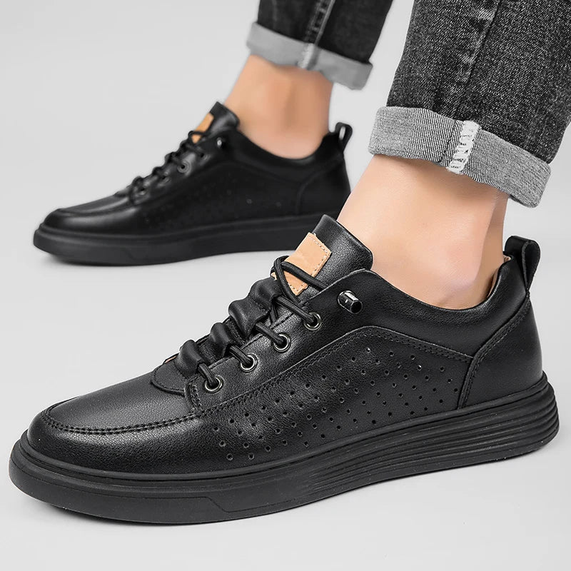 Invisible Height Increase 86CM Men's Sneakers, Leather Toe Cap, Breathable Rubber Outsole, Casual Style