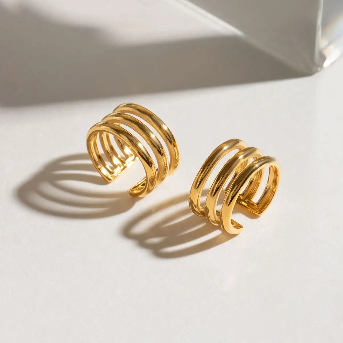 Minimalist CC Shape Waterproof No Piercing  PVD 18k Real Gold Plated Stainless Steel Ear Cuff Clip