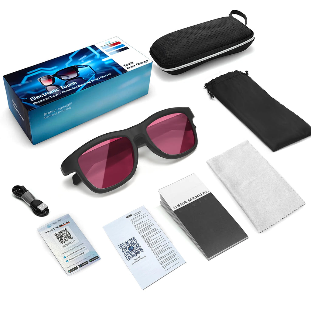 High-tech Tint Changing Smart AI Sunglasses Adjustable Photochromic Lenses Feather-light Frame Smart Audio Sport Glasses Kit