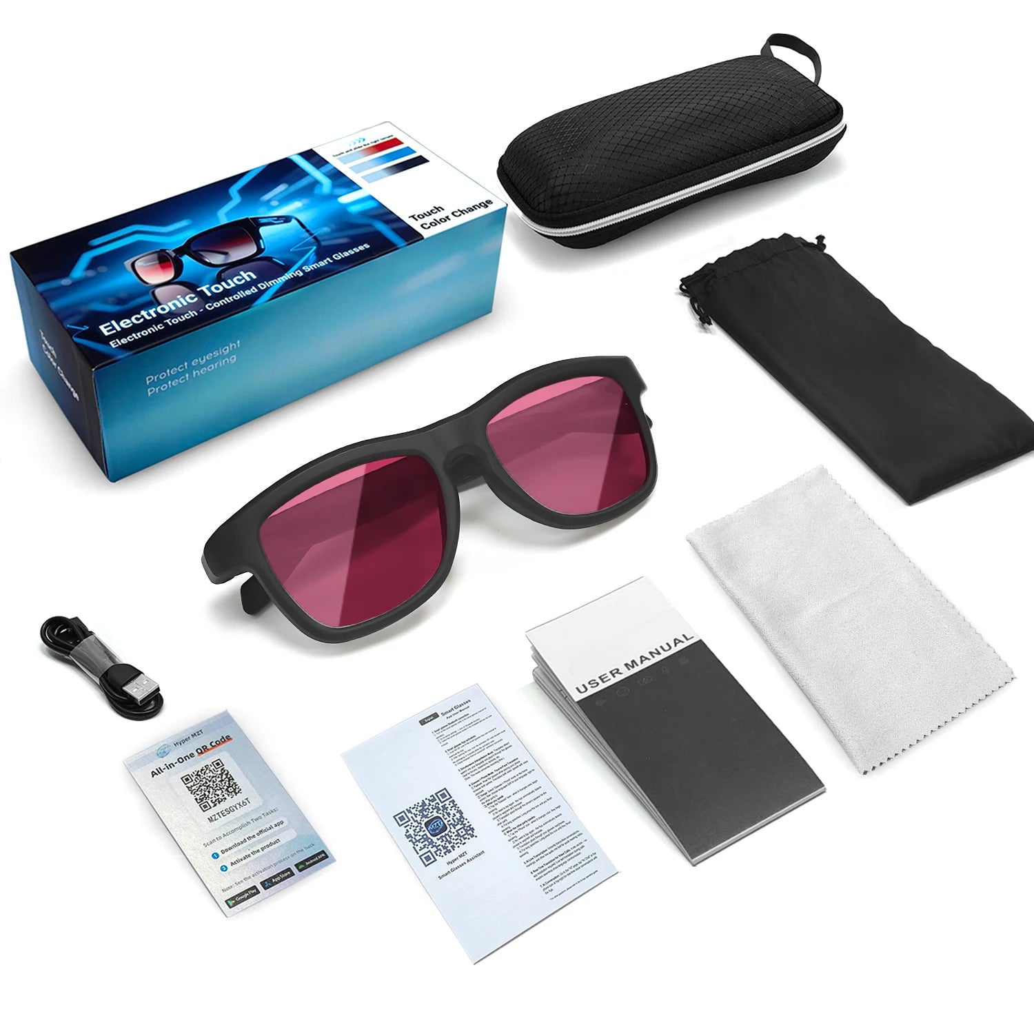 High-tech Tint Changing Smart AI Sunglasses Adjustable Photochromic Lenses Feather-light Frame Smart Audio Sport Glasses Kit