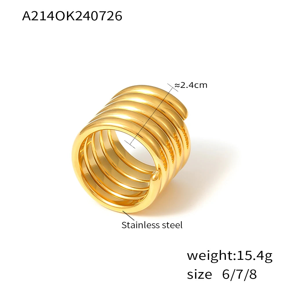 Hollow Round Brand Eight Stars Inlaid with Natural Turquoise Design Personality Simple Stainless Steel Plated Open Ring - Free Item