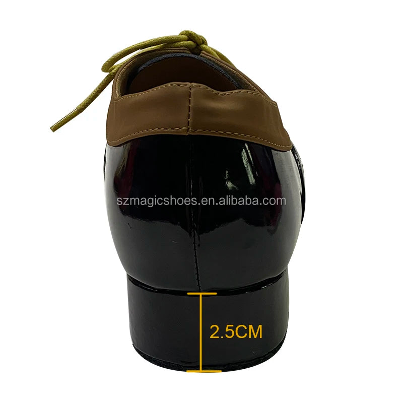 Personalized Salsa Ballroom Dancing Shoes for Men Black and Tan