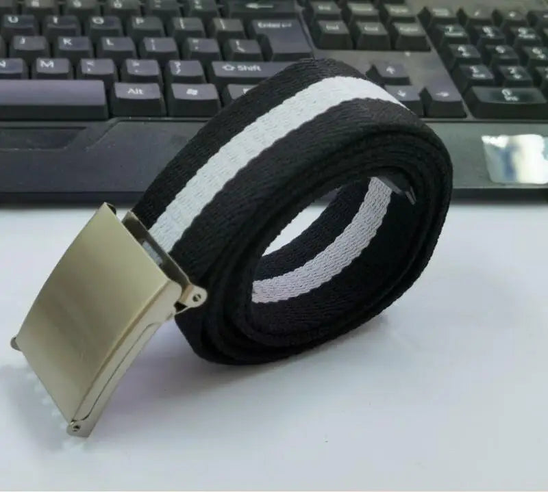 Fashion New Unisex Trousers Belts Canvas Belt Metal Buckle Men Women Boys Jeans Belts Candy Colors Top Quality Luxury Belts
