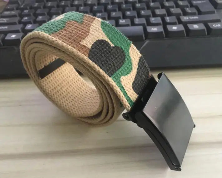 New Men Belt New Fashion Unisex Army Tactical Waist Belt Jeans Male Casual Luxury Canvas 3.8cm Webbing Waistband Ceinture Femme