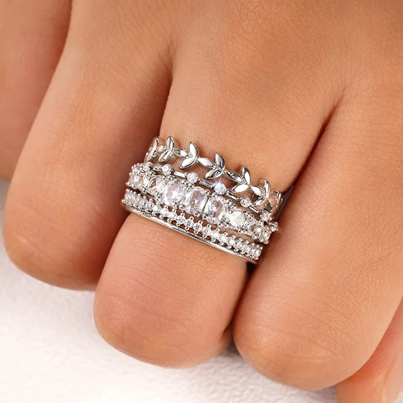 T0345 White Gold Diamond Rings Round Brilliant Cut Natural D Color Classic Women's Wedding Jewelry