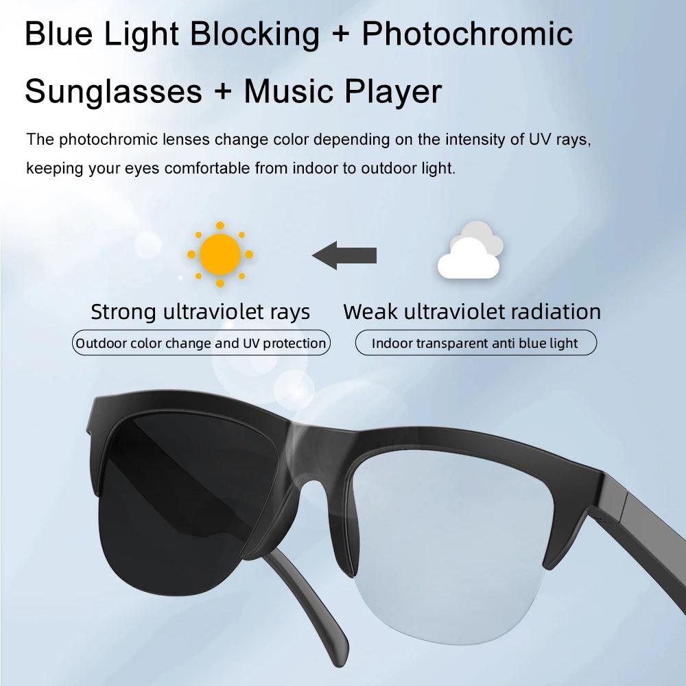 F02 Photosensitive Color-Changing Music Playback Glasses, Popular AI Translation Glasses with Meeting Recording Function